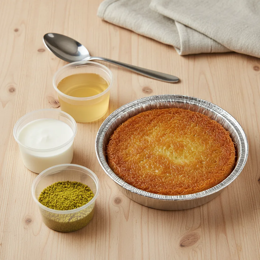 Kunefe - Traditional Turkish dessert with shredded pastry and melted cheese