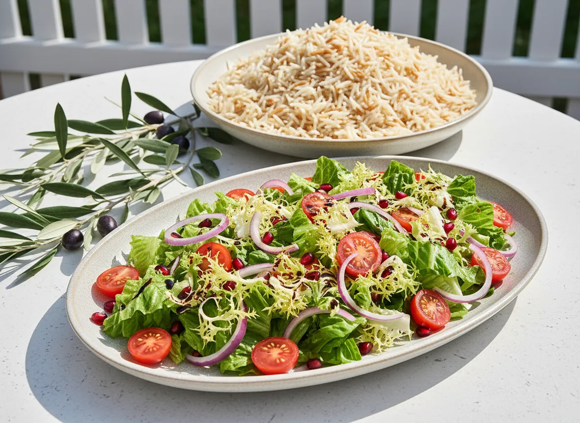 Rice Pilaf and Green Garden Salad